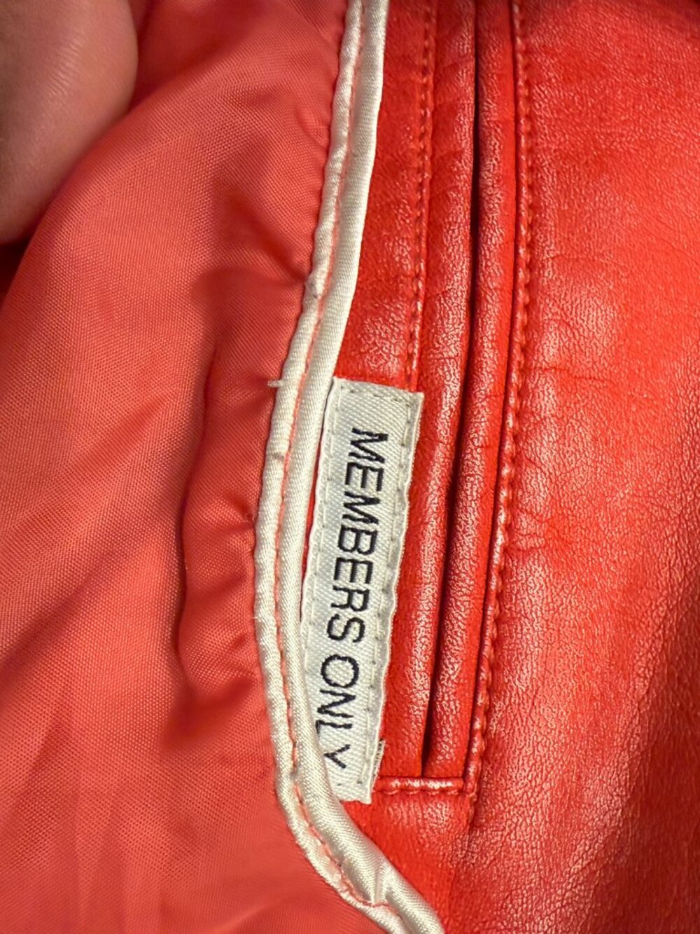 Members Only Varsity Bomber Jacket Red Cream Faux Leather Y2K Retro Sz M - Picture 3 of 10